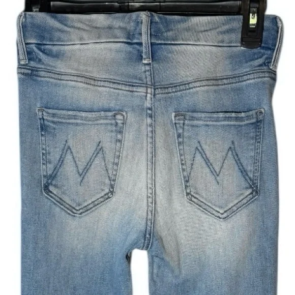 MOTHER High Waisted Looker Ankle Fray Au Revoir Light Wash Skinny Jeans Size 25